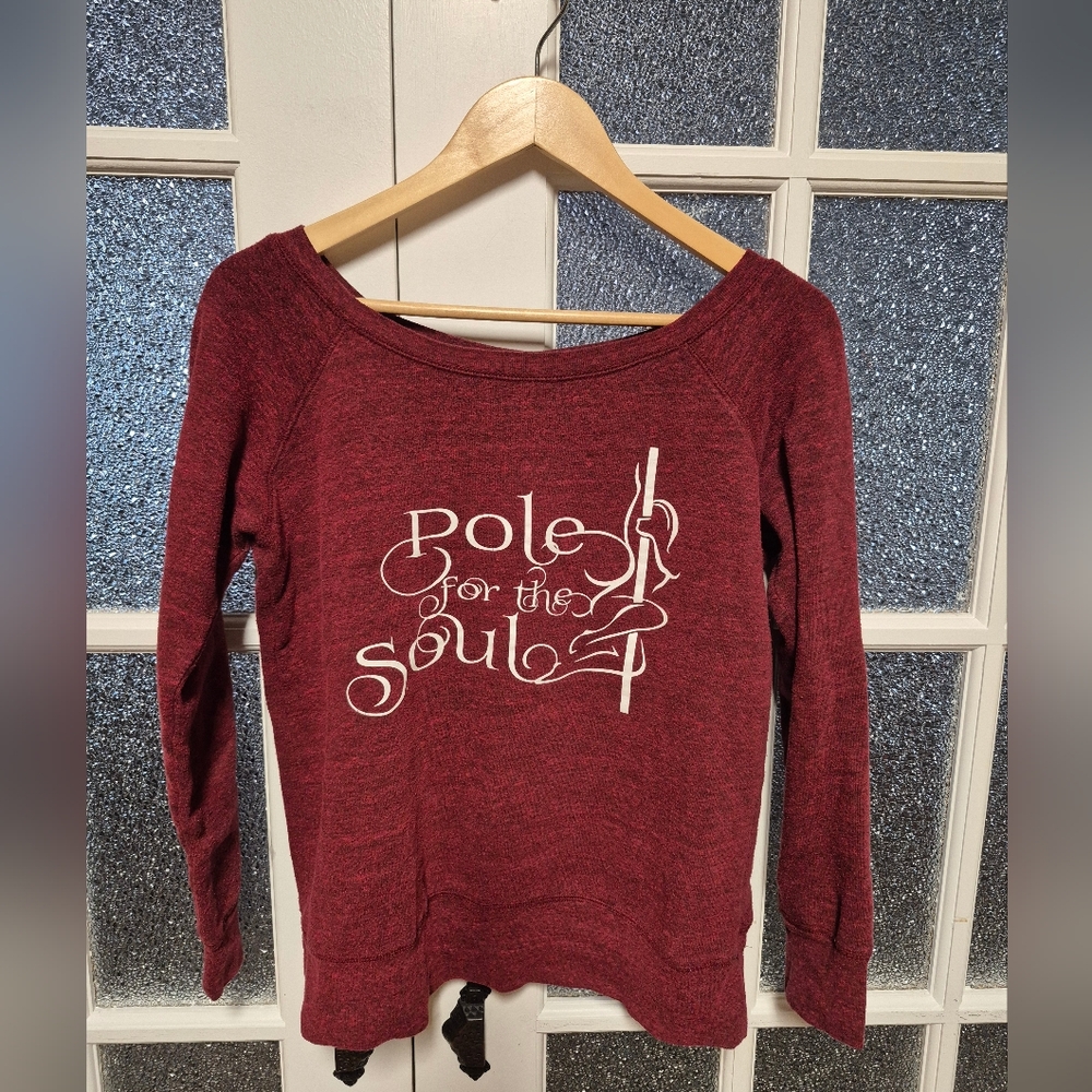 Red Black Sweatshirt off shoulder Pole for the Soul size medium